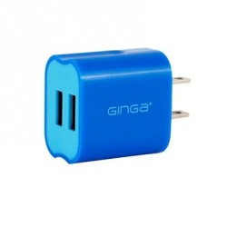 Ginga Cargador Cubo Spring de 2 Puertos USB 2.0, Azul-Azul Cielo 