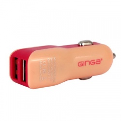 Ginga Cargador de Auto Spring, 12V, 2x USB 2.0, Fucsia/Rosa 