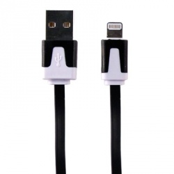 Ginga Cable Cargador para iPhone 5, USB A Macho - Lightning Macho, Negro/Blanco 