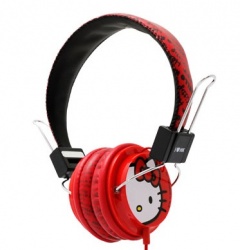 Ginga Audífonos Hello Kitty, Alámbrico, 3.5mm, Rojo 