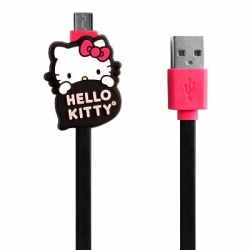 Ginga Cable USB Hello Kitty Micro USB A Macho - USB A Macho, 1 Metro, Negro/Rosa 