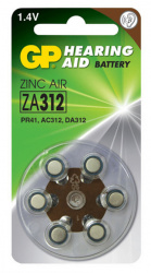 GP Batteries Pila Auditiva A312, 1.45V, 6 Pilas 