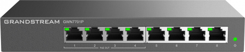 Switch Grandstream Gigabit Ethernet GWN7701P, 8 Puertos (4x PoE) 10/100/1000Mbps + 1 Puertos SFP+, 60W, 16 Gbit/s, 8.000 Entradas - No Administrable 