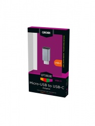 Grixx Adaptador Micro USB Macho - USB-C Hembra, Gris 