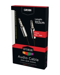 Grixx Cable AUX 3.5mm Macho - 3.5mm Macho, 1 Metro, Plata 