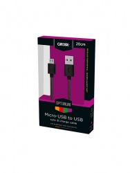 Grixx Cable USB Macho - Micro USB Macho, 20cm, Negro 