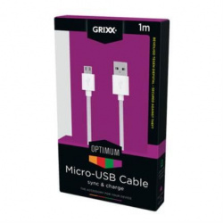 Grixx Cable USB Macho - Micro USB Macho, 3 Metros, Blanco 