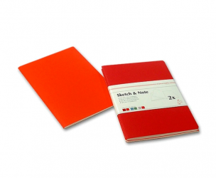Hahnemühle Cuaderno Sketch & Note, A4, 21 x 29.7cm, 20 Hojas, 2 Cuadernos, Naranja/Rojo, para Dibujo 