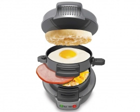 Hamilton Beach Sandwichera 25475, 1 Bocadillo, Negro/Gris 