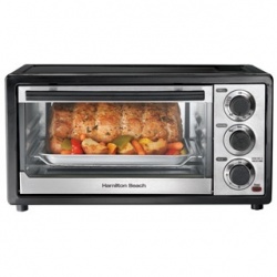 Hamilton Beach Horno Eléctrico Tostador 31508, Negro/Metálico 