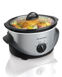 Hamilton Beach Olla de Cocción Lenta 33141, 3.7 Litros, Negro/Plata 