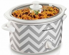 Hamilton Beach Olla de Cocción Lenta 33234, 2.8 Litros, Gris/Blanco 