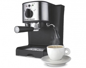 Hamilton Beach Cafetera para Espresso y Capuchino 40791-IN, 900ml, 1350W, 15bar, Negro/Metálico 