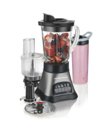Hamilton Beach Licuadora 58163 3 en 1, 1.2 Litros, 700W, 5 Velocidades, Negro/Gris 