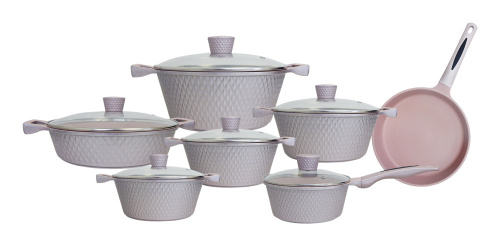 Harraz Cookware Batería de Cocina HZ13002P, Cerámico, Antiadherente, 13 Piezas 