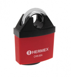 Hermex Candado de Hierro 43341, 65mm, Negro/Rojo, 1 Llave Anti-Ganzúa 