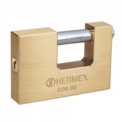 Hermex Candado Antipalanca COR-88, 88mm, Latón/Metálico 