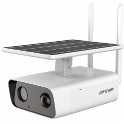 Hikvision Cámara IP Bullet IR para Interiores/Exteriores DS-2XS2T41G0-ID/4G/C04S05,  2688 x 1520 Píxeles, Día/Noche ― Incluye Panel Solar, Batería de Respaldo, Montaje de Poste, Brazo para Cámara y Panel 