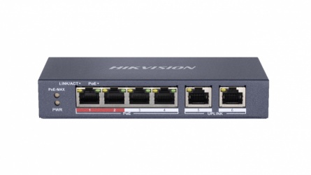 Switch Hikvision Fast Ethernet DS-3E0106P-E/M, 6 Puertos 10/100Mbps PoE, 1.6 Gbit/s, 4000 Entradas -  No Administrable 
