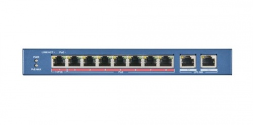 Switch Hikvision Fast Ethernet DS-3E0310HP-E, 8 Puertos PoE 10/100 + 2 Puertos 10/100/1000, 5.6 Gbit/s, 16000 Entradas - No Administrable 
