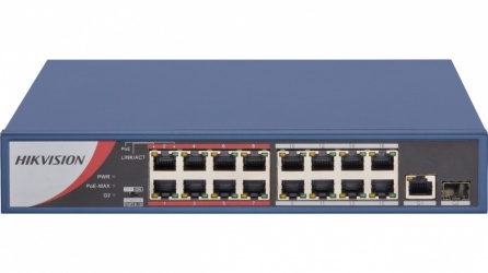 Switch Hikvision Fast Ethernet DS-3E0318P-E/M(B), 16 Puertos 10/100Mbps + 1 Puerto 10/100/1000Mbps + 1 Puerto SFP, 7.2Gbit/s, 4.000 Entradas - No Administrable 