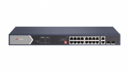 Switch Hikvision Gigabit Ethernet DS-3E0520HP-E, 12 Puertos PoE 10/100/1000Mbps + 4 Puertos Hi-PoE + 2 Puertos SFP, 40 Gbit/s, 8.000 Entradas - No Administrado 