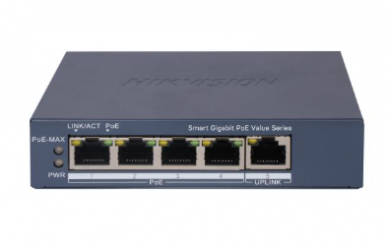 Switch Hikvision DS-3E1505P-EI/M, 5 Puertos Gigabit Ethernet 10/100/1000 4 x PoE+ 45W, 10 Gbit/s, 2000 Entradas, Administrado  