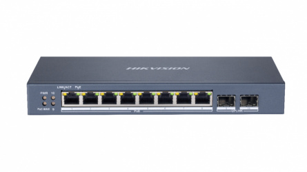 Switch Hikvision Gigabit Ethernet DS-3E1510P-SI, 8 Puertos PoE+ 10/100/1000Mbps + 2 Puertos SFP, 20 Gbit/s, 8.000 Entradas - Administrable 