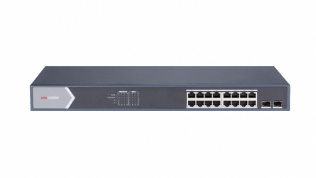 Switch Hikvision Gigabit Ethernet DS-3E1518P-SI, 16 Puertos PoE+ 10/100/1000 + 2 Puertos SFP, 36 Gbit/s, 8.000 Entradas - Administrable 