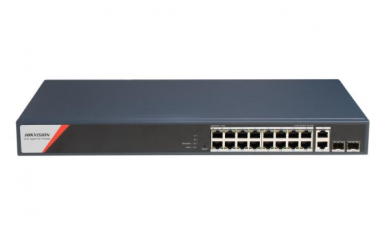 Switch Hikvision DS-3E1520HP-SI-16P2T2F, 16 Puertos Gigabit Ethernet 10/100/1000 4 x PoE 230W, 2 Puertos SFP, 56 Gbit/s, 8000 Entradas, Administrado  