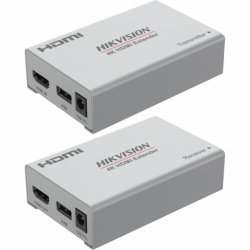 Hikvision Transmisor y Receptor Alámbrico por Cable Cat6, Entrada 1 x HDMI, Salida 1 x HDMI, hasta 120 Metros 