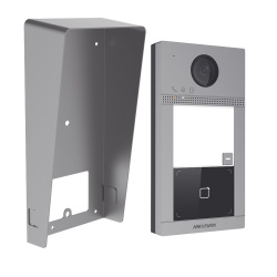 Hikvision Kit Videoportero IP DS-KV8113-WME1(C)/IK, Altavoz, Alámbrico, Negro/Gris — incluye Carcasa Protectora 