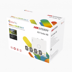 Hikvision Kit de Vigilancia HK-1080-CV/A de 4 Cámaras CCTV Bullet y 4 Canales, con Fuente de Poder y Accesorios de Instalación 