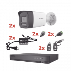 Hikvision Kit de Vigilancia KH-1080P-2B-TWA de 2 Cámaras CCTV Bullet con Grabadora de 4 Canales 