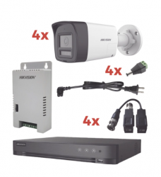 Hikvision Kit de Vigilancia KH-1080P-4B-TWA de 4 Cámaras CCTV Bullet con Grabadora de 4 Canales 