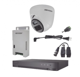 Hikvision Kit de Vigilancia KH-1080P-4E-TWA de 4 Cámaras CCTV Torreta con Grabadora de 4 Canales 