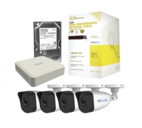 Hikvision Kit de Vigilancia KHL4B/1TB de 4 Cámaras IP y 4 Canales, con Grabadora NVR + Disco Duro de 1TB 
