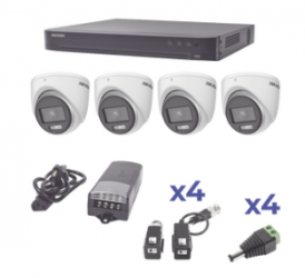 Hikvision Kit de Vigilancia IDS-7204HQHI-M1/S(C) de 4 Cámaras CCTV Domo y 4 Canales, con Grabadora 