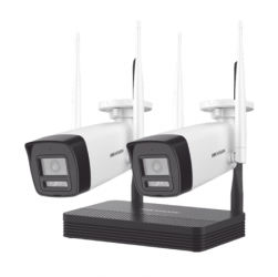 Hikvision Kit de Vigilancia NKS422W0H de 2 Cámaras IP Bullet WiFi con Grabadora de 4 Canales 