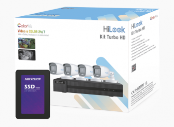 HiLook Kit de Vigilancia HL-1080-CV/A/1TB de 4 Cámaras CCTV Bullet con Grabadora de 4 Canales  