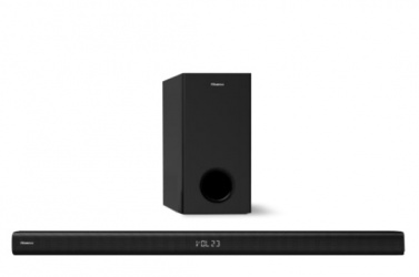 Hisense Barra de Sonido HS218, Bluetooth, Alámbrico, 2.1 Canales, 80W RMS, USB, Negro ― Daños mayores pero funcional - Reja protectora de bocinas golpeada 