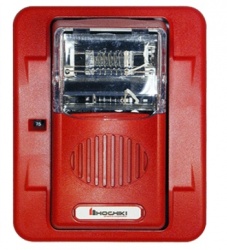 Hochiki Sirena con Lámpara Estroboscópica HEC3-24WR, Montaje en Pared, Rojo 
