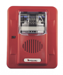 Hochiki Sirena con Lámpara Estroboscópica WHEC24-75WR, Montaje en Pared, 100dB, Rojo 