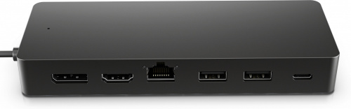 HP Hub USB-C Macho, 1x HDMI, 1x DP, 1x RJ-45, 2x USB-A, 2x USB-C, Negro 