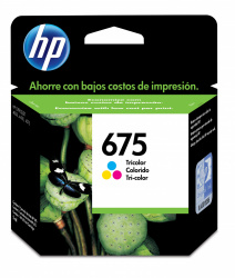 Cartucho HP 675 Tricolor Original, 250 Páginas 
