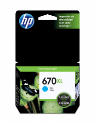 Cartucho HP 670XL Cian Original, 750 Páginas 