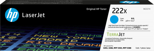 Tóner HP 222X Alto Rendimiento Cian, 2.500 Páginas  