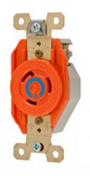 Hubbell Conector de Media Vuelta, 20A, 250V, Nema L6-20R, Naranja 