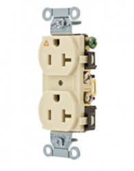 Hubbell Tomacorriente HUB-IG5352I, 2 Enchufes, 125V, 20A, Marfil 