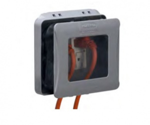 Hubbell Cubierta Impermeable, 2 Unidades, Vertical, Gris 